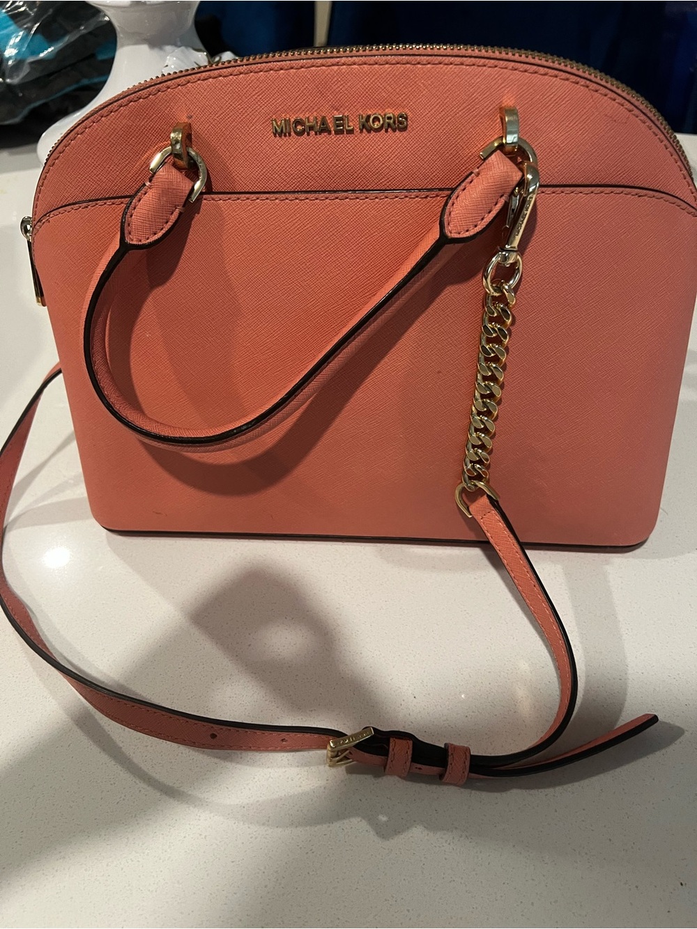 Michael Kors Coral Saffiano Crossbody Satchel